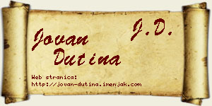 Jovan Dutina vizit kartica